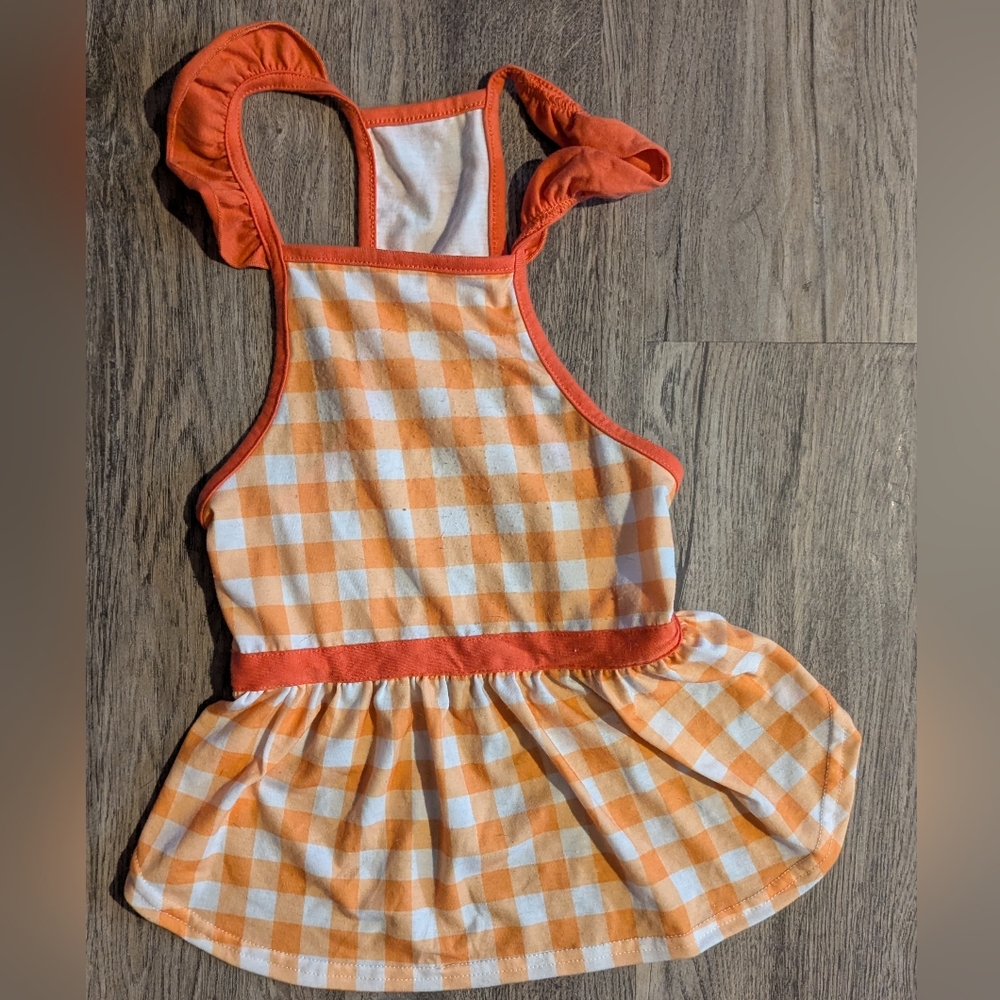 Orange Checkered Sleeveless Dress